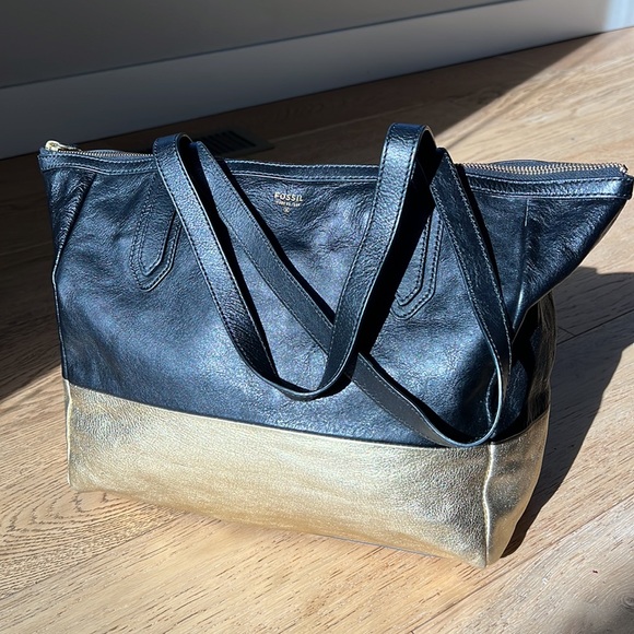 Fossil Black and Gold Sydney tote with matching wallet - Picture 3 of 11